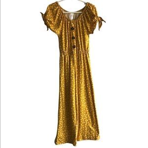 Kid's Heart & Arrow Mustard Yellow Floral Print Jumpsuit